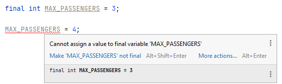 Cannot change value of final variable